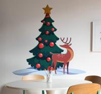 Sticker kerstboom hert
