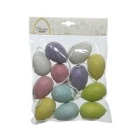 12x Gekleurde glitter plastic/kunststof eieren/Paaseieren 6 cm - Feestdecoratievoorwerp