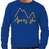 Apres ski sweater heren - Apres ski - bergen - blauw - glitter goud - wintersport