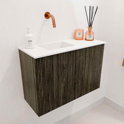 Toiletmeubel Mondiaz Joya | 60 cm | Meubelkleur Shadow | Faye wastafel Talc Links | Zonder kraangat(en) Toiletmeubel Mondiaz Joya | 60 cm | Meubelkleur Shadow | Faye wastafel Talc Links | Zonder kraangat(en)