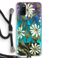 Wit bloemenpatroon: Oppo A72 Transparant Hoesje met koord
