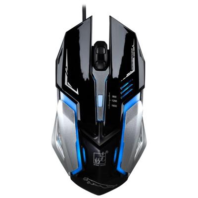 Jagen Leopard K1 USB 1600DPI drie-snelheid Instelbare LED-achtergrondverlichting Mute Wired optische gaming muis lengte: 1.3 m (Jet Black)