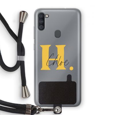 Amber Script: Samsung Galaxy A11 Transparant Hoesje met koord