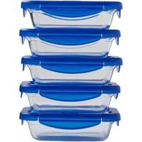 Set van 5 lunchboxen - PYREX - Cook & Go - Glas - Rechthoekig - Luchtdicht deksel - 0,8 L