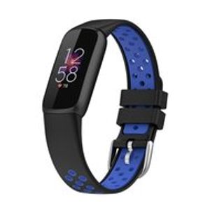 Fitbit Luxe - Siliconen sportbandje - Maat: Large - Zwart + blauw