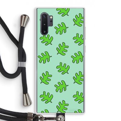Groene blaadjes: Samsung Galaxy Note 10 Plus Transparant Hoesje met koord