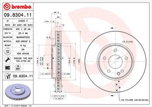 Remschijf BREMBO, Remschijftype: Binnen geventileerd, u.a. für Mercedes-Benz, Chrysler