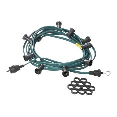 Prikkabel 10 fittingen 10 meter groen E27 met stekker en ophanghaak Prikkabel 10 fittingen 10 meter groen E27 met stekker en ophanghaak