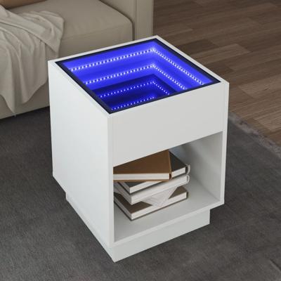 Salontafel met Infinity LED 40x40x50 cm wit