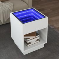 Salontafel met Infinity LED 40x40x50 cm wit