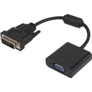 Renkforce RF-3301134 DVI / VGA Adapter [1x DVI-stekker 24+1-polig - 1x VGA-bus] Zwart Met Ferrietkern, Vergulde steekcontacten 15.00 cm