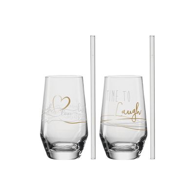 Leonardo Presente Longdrinkglas met rietje 2 stuks