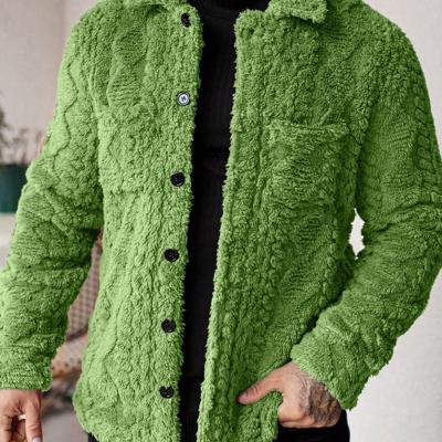 Bon&Bon Herren Teddyjacke - Flauschige Flanell Winterjacke in Blau Grün / XL