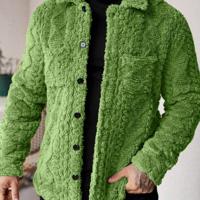 Bon&Bon Herren Teddyjacke - Flauschige Flanell Winterjacke in Blau Grün / XL