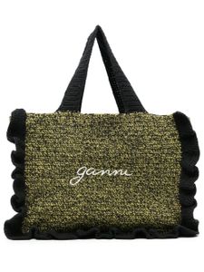 GANNI sac cabas à logo brodé - Noir