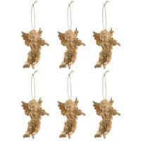 6x Gouden engel met viool kerstversiering hangdecoraties 10 cm