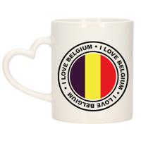 Cadeau koffiemok Belgie - vlag - I love - 300 ml - keramiek - landen thema - support