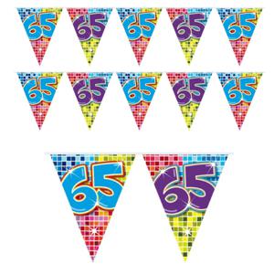 Leeftijd vlaggenlijn / slinger - 3x - 65 jaar - verjaardag feest versiering - mini vlaggetjes