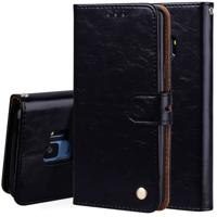 Voor Galaxy S9 olie Wax textuur horizontale Flip lederen draagtas met houder & kaartsleuven & portemonnee (zwart)
