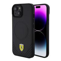 iPhone 15 Ferrari Carbon Metalen Logo-etui - Zwart