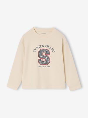 T-shirt met lange mouwen en letters voor meisjes ecru