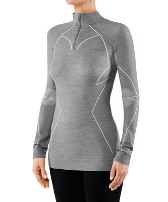 Falke Wool-Tech Zip Regular Pully Dames Grey-Heather L