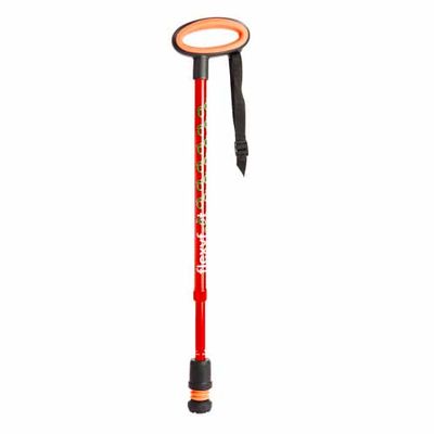 Flexyfoot wandelstok Rood met ovale handvat