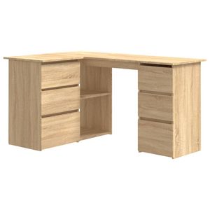 The Living Store Hoekbureau - Sonoma eiken - 145 x 100 x 76 cm - Met lades en schappen