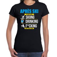 Apres ski t-shirt winterport to do list zwart dames - Wintersport shirt - Foute apres ski outfit - thumbnail