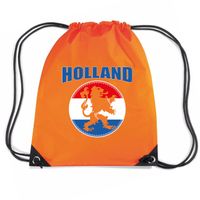 Holland oranje leeuw nylon supporter rugzakje/sporttas oranje - EK/ WK voetbal / Koningsdag - Gymtasje - zwemtasje