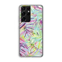 Tropical Palms Blue: Samsung Galaxy S21 Ultra Transparant Hoesje Tropical Palms Blue: Samsung Galaxy S21 Ultra Transparant Hoesje