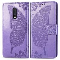 Butterfly Love bloemen reliëf horizontale Flip lederen case voor een plus 7 met houder & kaartsleuven & portemonnee & Lanyard (licht paars)