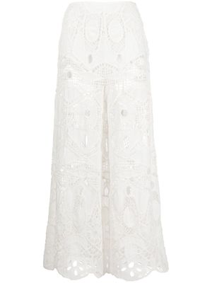 Cult Gaia pantalon Cove à broderies - Blanc