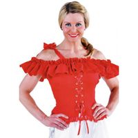 Tiroler blouse Carmen rood - thumbnail