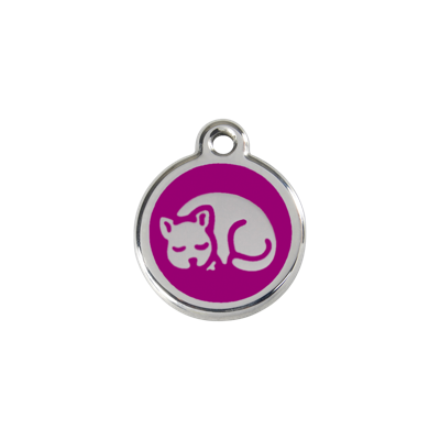 Kitten Purple roestvrijstalen kattenpenning small/klein dia. 2 cm - Reddingo
