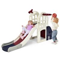 Kinderglijbaan Klimglijbaan met Basketbalring en Telescoop 189,5 x 83 x 98 cm Blauw