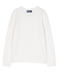 POLO RALPH LAUREN KIDS pull torsadé en cachemire - Blanc