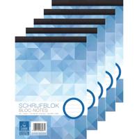 Notitieblok - 5x - A5 - schrijfblok met lijntjes - papier - 100 vellen