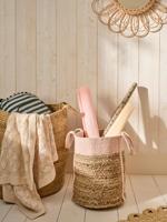 Tenen mand vlechtwerk/roze