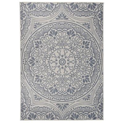 VidaXL Buitenkleed met patroon platgeweven 140x200 cm blauw