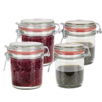 Weckpotten/inmaakpotten - set 4x stuks - 300 ml/400 ml - glas - met beugelsluiting - thumbnail