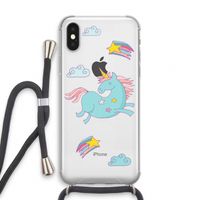Vliegende eenhoorn: iPhone X Transparant Hoesje met koord