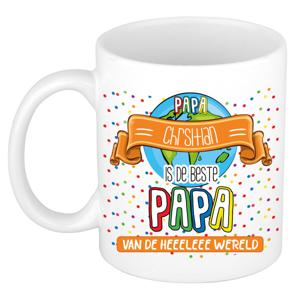 Naam mok papa Christian - wit - de beste - keramiek - 300 ml - Vaderdag/verjaardag