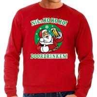 Foute Kersttrui - Bier drinkende kerstman - rood - voor heren - HO HO HO Doordrinken Foute Kersttrui - Bier drinkende kerstman - rood - voor heren - HO HO HO Doordrinken