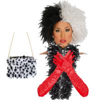 Cruel lady verkleed accessoire set - 4-delig - dalmatier schurk - Pruik en accessoires - thumbnail