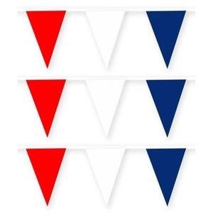 3x Rode/witte/blauwe Noorse/Noorwegen slinger van stof 10 meter feestversiering - Vlaggenlijnen