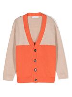 There Was One Kids cardigan colour block à col v - Orange - thumbnail