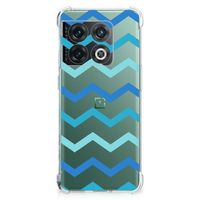 OnePlus 10 Pro Doorzichtige Silicone Hoesje Zigzag Blauw