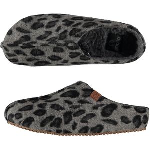 Dames instap slippers/pantoffels luipaard print grijs maat 37-38