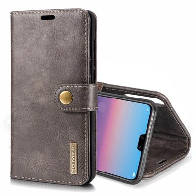 Crazy Horse textuur Flip afneembare magnetische lederen case voor Huawei P20 Pro met houder & kaartsleuven & portemonnee (grijs)